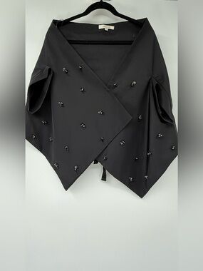 Dorothee Schumacher Black Bolero Asymmetric Wrap Top One Size